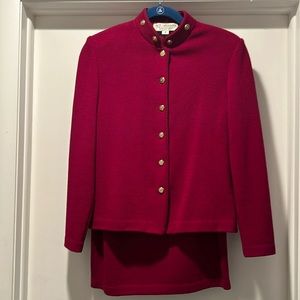 St John Knit Magenta Skirt Suit Set